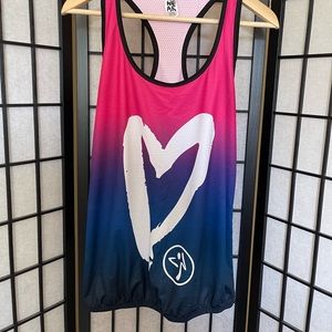 Zumba Love Rainbow ombré Bubble Tank, size Large